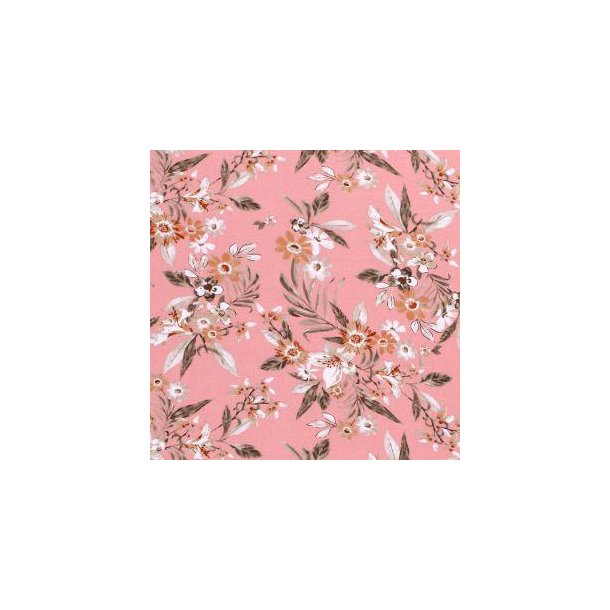 Viscose jersey m/blomster, Pink