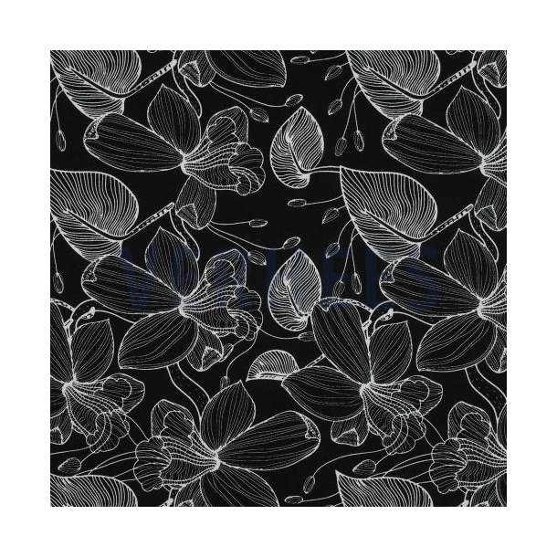 Viscose Flowers, Black