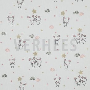 Poplin Glitter Sweet mouse, Ecru