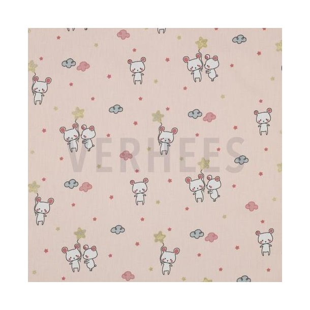 Poplin Glitter Sweet mouse, Powder