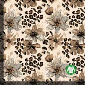 �kotex bomulds jersey, Leopard og blomster