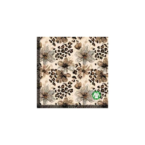 �kotex bomulds jersey, Leopard og blomster