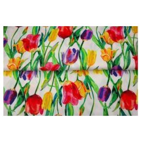 �kotex viscose jersey m/Tulipan, Hvid