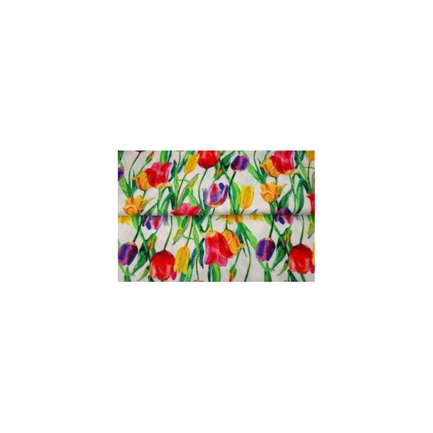�kotex viscose jersey m/Tulipan, Hvid