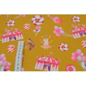 Bomuld/poplin Karry m/cirkus