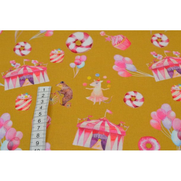 Bomuld/poplin Karry m/cirkus