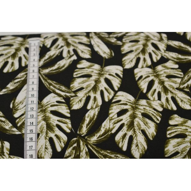 Scuba crepe Sort m/gr�nlige blade