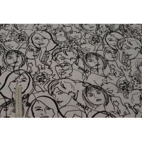 Viscose jersey R�hvid m/ansigter