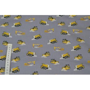 Bomuld/poplin Gr� m/Entrepren�r maskiner