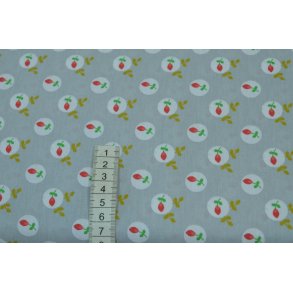 Bomuld/poplin, Lysgr� m/blomst