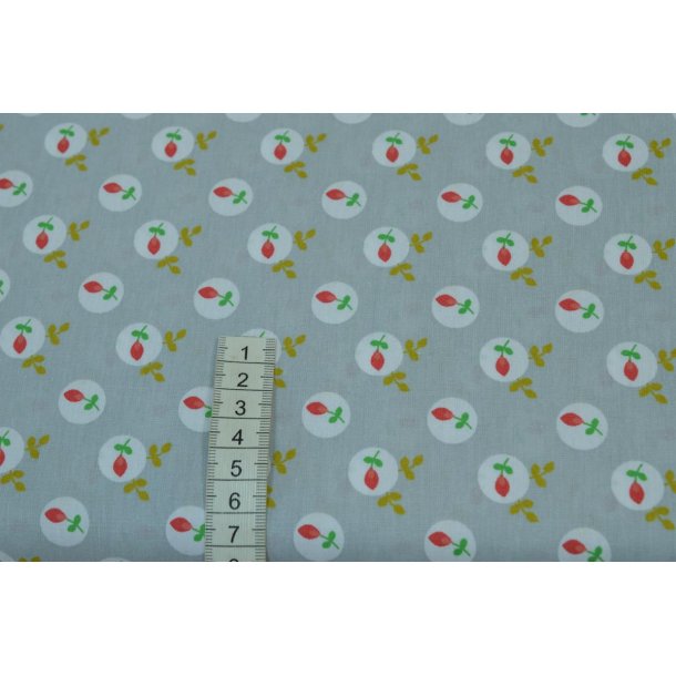 Bomuld/poplin, Lysgr� m/blomst