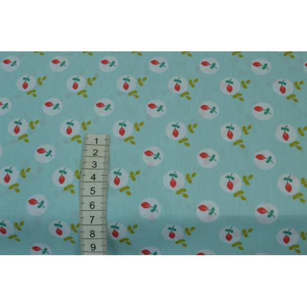 Bomuld/poplin Mint m/blomst