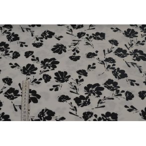 Tencel/Modal jersey R�hvid m/sorte blomster