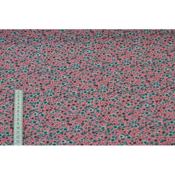 �kotex bomulds jersey Rosa m/sm� blomster