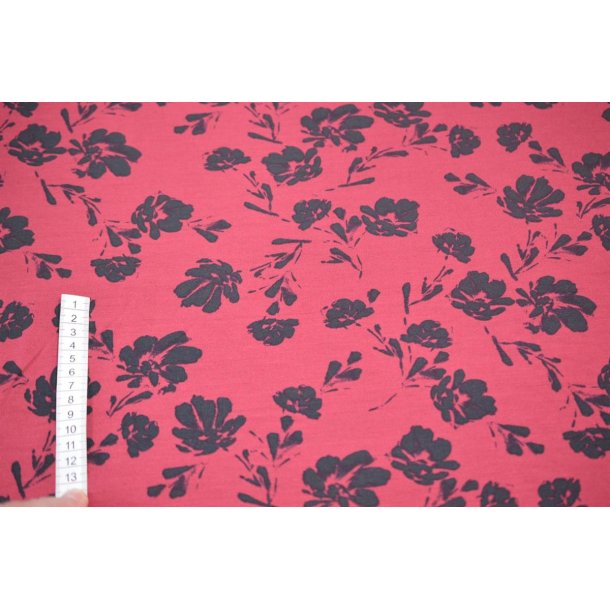 Tencel/modal jersey Bordeaux m/sorte blomster