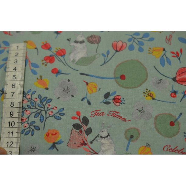 Poplin St�vgr�n m/motiver