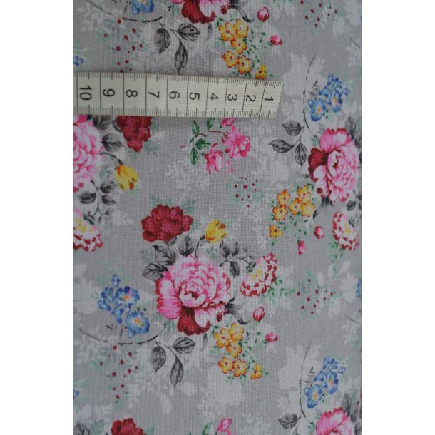 Canvas Gr� m/blomster