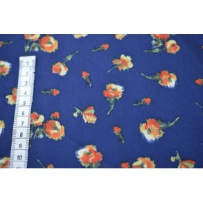 Micro satin Marine m/blomster
