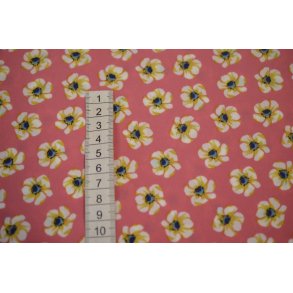 Polyester Rosa m/blomster