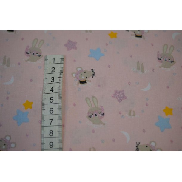 Bomuld/poplin Lyser�d  m/mus og kanin