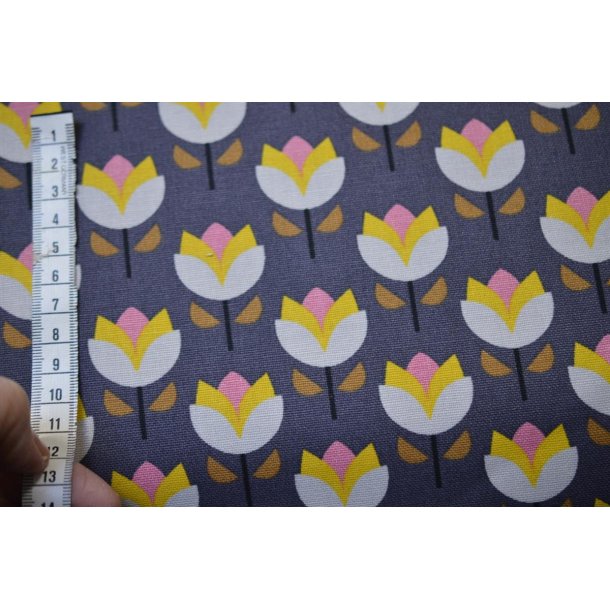 Canvas  M�rkegr� m/blomster