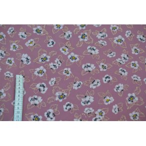 Gammelrosa polyester m/blomster