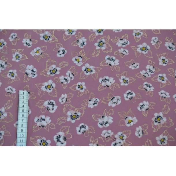 Gammelrosa polyester m/blomster