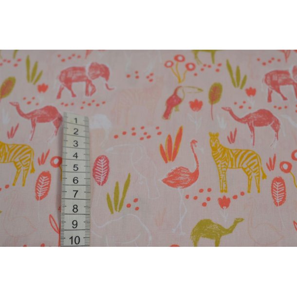 Bomuld/poplin Lyser�d m/Dyr p� savannen