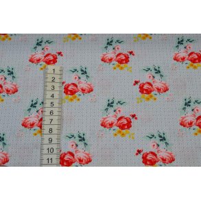 Bomuld/poplin, Lysgr� m/Roser