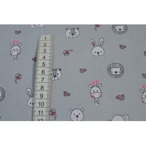 Bomuld/Poplin Lys gr� m/ L�ve, Giraf mm