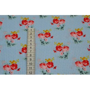 Bomuld/poplin Lysbl� m/Roser