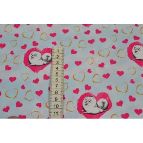 Bomuld/poplin Lysbl� m/hjerter