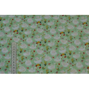 �kotex bomuld Lysgr�n m/Svaner