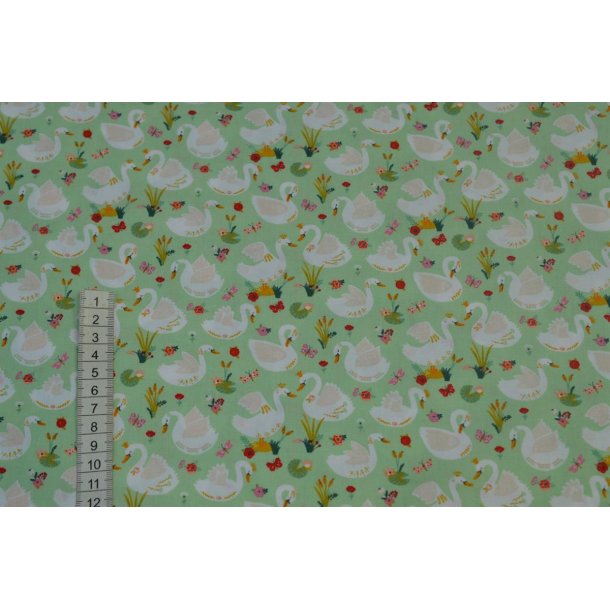 �kotex bomuld Lysgr�n m/Svaner