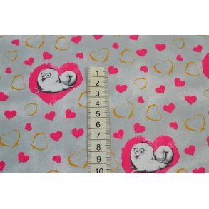 Bomuld/poplin Lysgr� m/hjerter