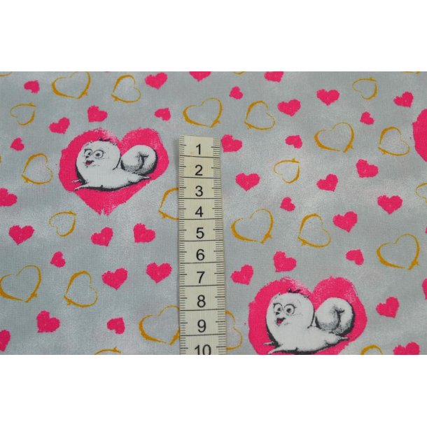 Bomuld/poplin Lysgr� m/hjerter