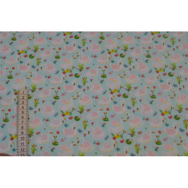 �kotex  bomuld Lys turkis m/Svaner