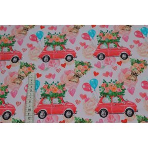 Digital �kotex Bomulds Jersey, Blomsterbiler                                                                                      