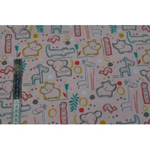 Bomuld/poplin Lysr�d m/Streg dyr