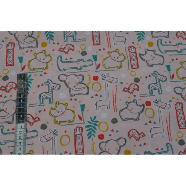 Bomuld/poplin Lysr�d m/Streg dyr