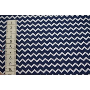 Bomuld/Poplin Marine m/hvid zigzag