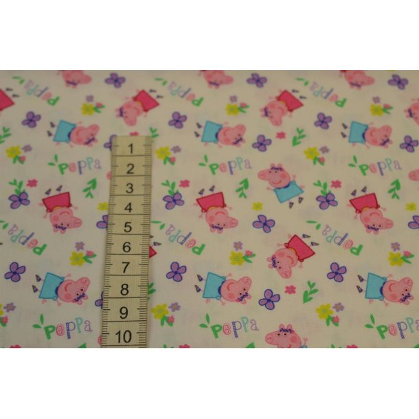 �kotex bomuld/poplin Hvid m/Gurli gris