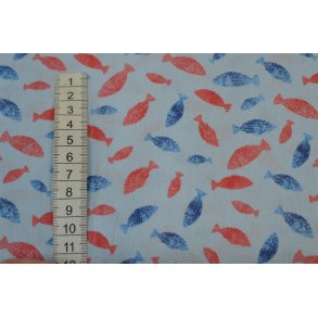 Bomuld/poplin Lysebl� m/Fisk