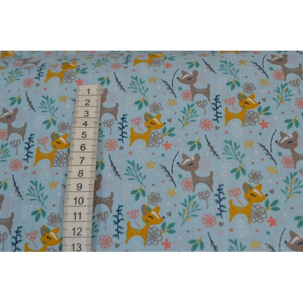 Bomuld Lysebl� Guldgrene og D�dyr