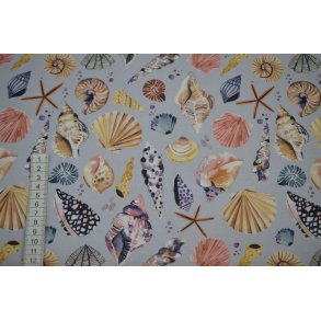 Canvas Digital Bomuld - Gr� m/muslinger og konkylier