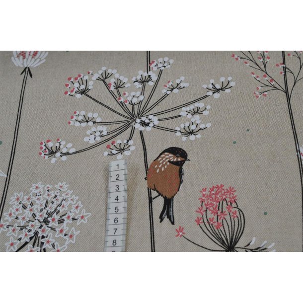 Halv panama m/ Blomster og fugle