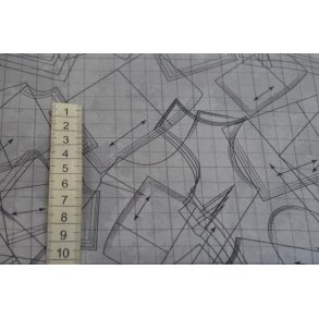 Patchworkstof Lysgr� m/m�nster optegning