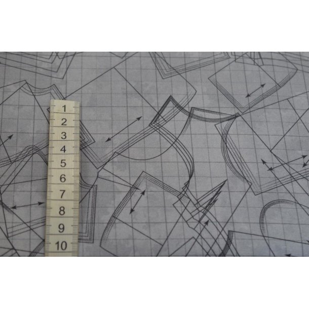 Patchworkstof Lysgr� m/m�nster optegning