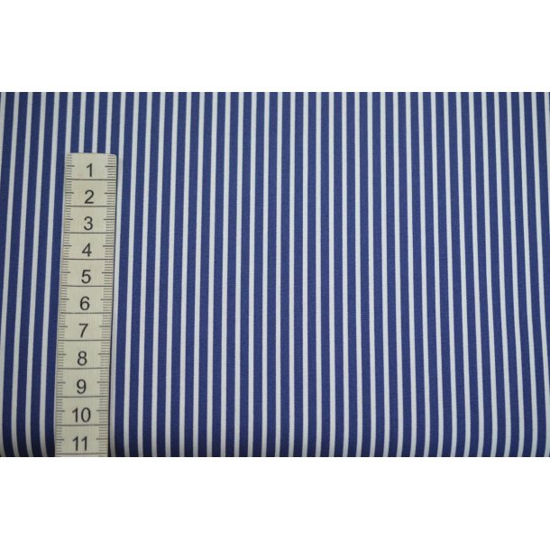 Poplin Bomuld Stripe Cobalt