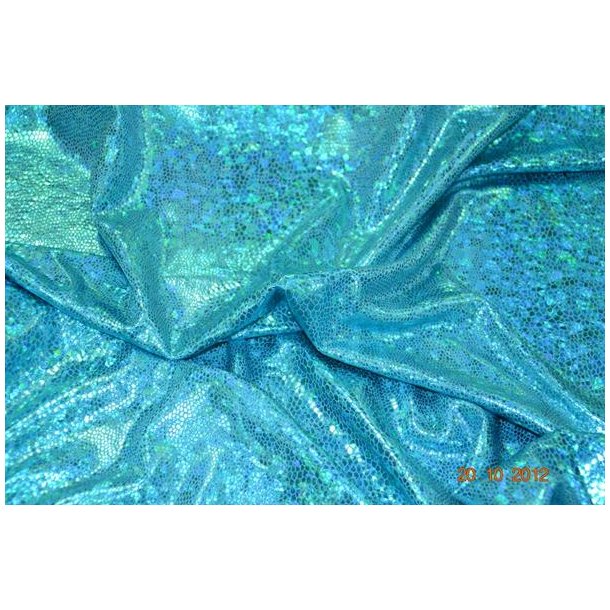 Turkis glitter stof